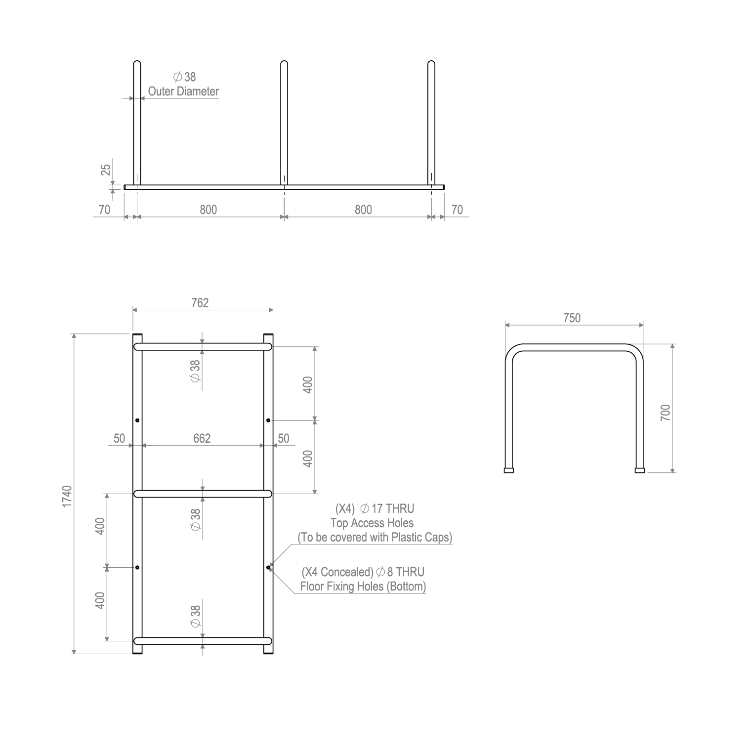 Toastrack style cycle stand to suit four bikes