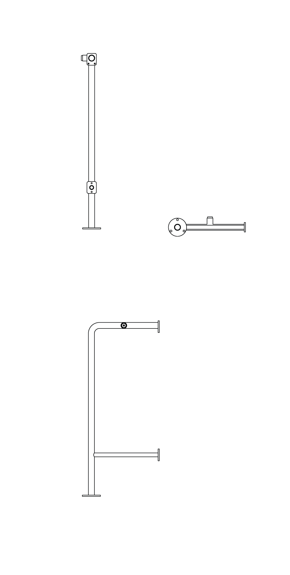 L shaped door guard with buffer, cane detector and base plates