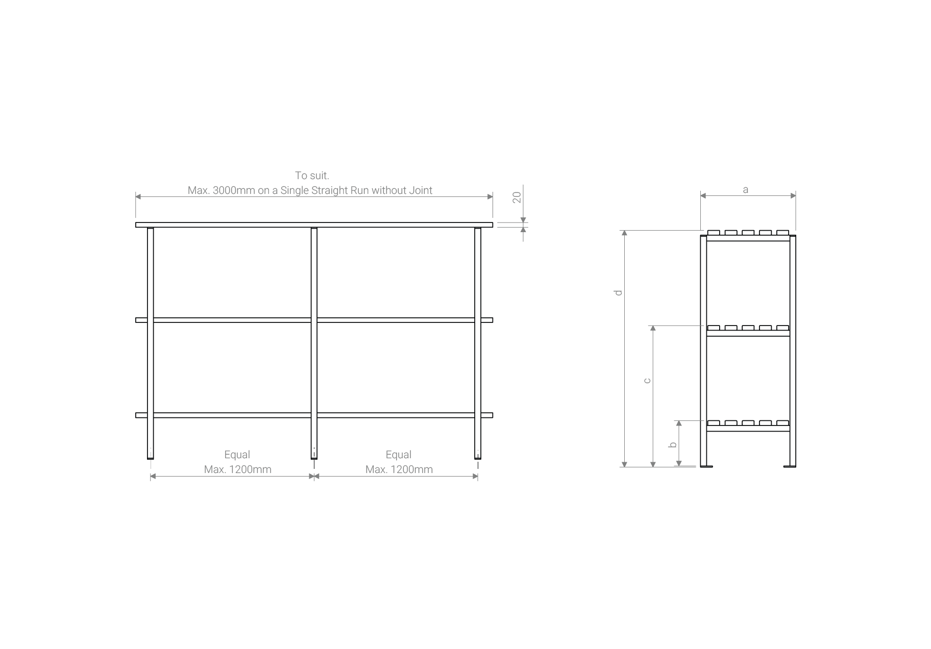 3 Tier Rack 3d Chart Three tier freestanding shelving system