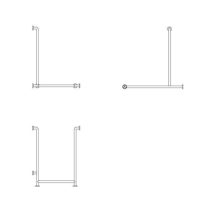 Left hand 3 sided shower rail