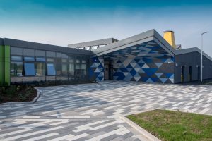outside school with modern architecture